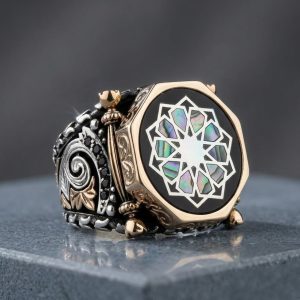 Tekamül | Selçuklu Sonsuzluk Yıldızı El İşi Sedef Kakma Sanatı | Yan Taşlar Swarowski | Tamamen Kişiye Özel | 925 Ayar Gümüş