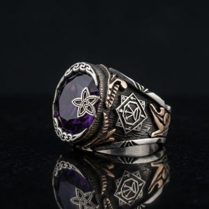 Hilal | Orjinal Ametist Taşı | Tamamen Kişiye Özel | 925 Ayar Gümüş