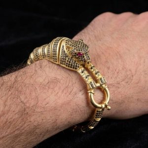 Vahşi Zarafet | Üretim Süresi 3 Ay | Unisex Çita Bileklik  | Taşlar El Mıhlama Swarowski | Tamamen Kişiye Özel | 925 Ayar Gümüş